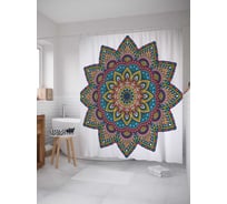 Штора (занавеска) для ванной JoyArty "Разноцветные узоры" из сатена, 180х200 см с крючками, sc_30361