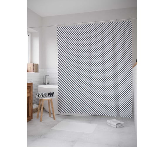 Штора (занавеска) для ванной JoyArty "Серая монотонность" из сатена, 180х200 см с крючками, sc_30561