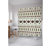 Штора (занавеска) для ванной JoyArty "Этнические узоры" из сатена, 180х200 см с крючками, sc_30453