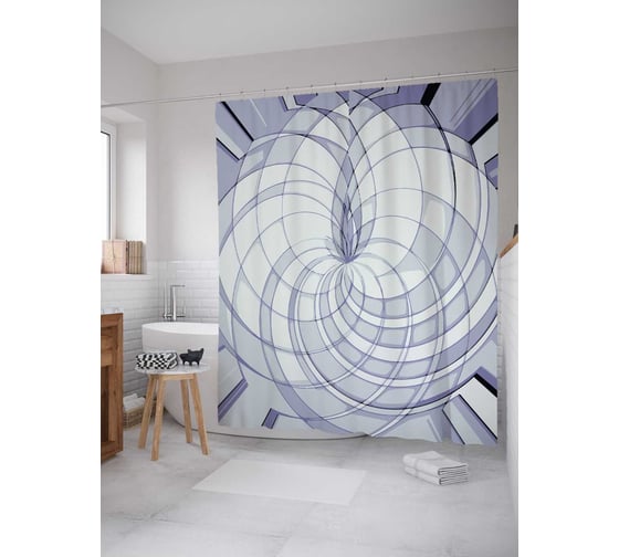 Штора (занавеска) для ванной JoyArty "Монотонный пион" из сатена, 180х200 см с крючками, sc_31027