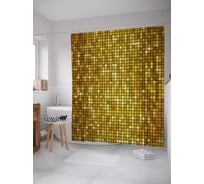 Штора (занавеска) для ванной JoyArty "Зеркальная клетка" из сатена, 180х200 см с крючками, sc_30987