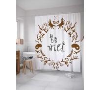 Штора (занавеска) для ванной JoyArty "Будь диким" из сатена, 180х200 см с крючками, sc_37628