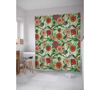 Штора (занавеска) для ванной JoyArty "Связанные цветы" из сатена, 180х200 см с крючками, sc_30783