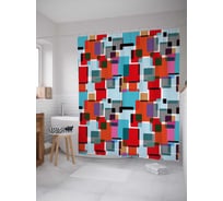 Штора (занавеска) для ванной JoyArty "Многослойные квадраты" из сатена, 180х200 см с крючками, sc_30947