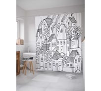 Штора (занавеска) для ванной JoyArty "Графический рисунок" из сатена, 180х200 см с крючками, sc_30991