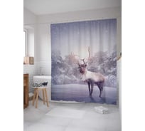 Штора (занавеска) для ванной JoyArty "Морозный олень" из сатена, 180х200 см с крючками, sc_5553