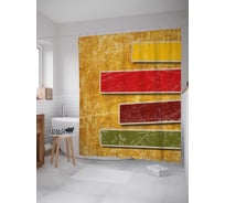 Штора (занавеска) для ванной JoyArty "Потертые прямоугольники" из сатена, 180х200 см с крючками, sc_30733