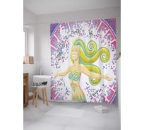 Штора (занавеска) для ванной JoyArty "Счастливая богиня" из сатена, 180х200 см с крючками, sc_30909