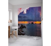 Штора (занавеска) для ванной JoyArty "Завораживающий закат" из сатена, 180х200 см с крючками, sc_30901