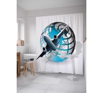 Штора (занавеска) для ванной JoyArty "Межконтинентальные перелеты" из сатена, 180х200 см с крючками, sc_5619