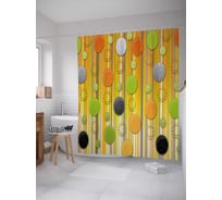 Штора (занавеска) для ванной JoyArty "Объемные круги и полосы" из сатена, 180х200 см с крючками, sc_30370
