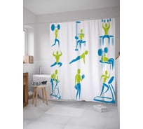 Штора (занавеска) для ванной JoyArty "Гимнастические упражнения" из сатена, 180х200 см с крючками, sc_36938