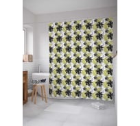 Штора (занавеска) для ванной JoyArty "Черный василек" из сатена, 180х200 см с крючками, sc_30714