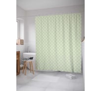 Штора (занавеска) для ванной JoyArty "Салатовая геометрия" из сатена, 180х200 см с крючками, sc_30631