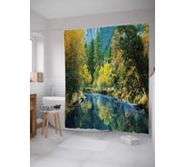 Штора (занавеска) для ванной JoyArty "Сказочная природа" из сатена, 180х200 см с крючками, sc_30384