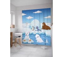 Штора (занавеска) для ванной JoyArty "Северный полюс" из сатена, 180х200 см с крючками, sc_30417