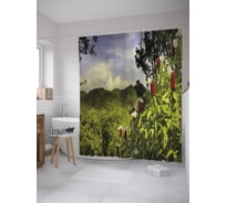 Штора (занавеска) для ванной JoyArty "Дальние горы" из сатена, 180х200 см с крючками, sc_32806