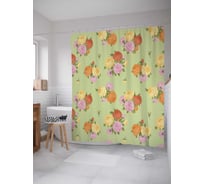 Штора (занавеска) для ванной JoyArty "Красочные букеты" из сатена, 180х200 см с крючками, sc_30455