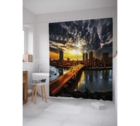 Штора (занавеска) для ванной JoyArty "Городской трафик на закате" из сатена, 180х200 см с крючками, sc_31607