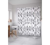 Штора (занавеска) для ванной JoyArty "Черные стрелы" из сатена, 180х200 см с крючками, sc_30769