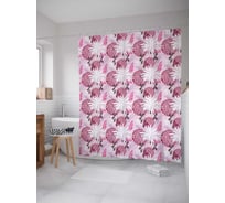 Штора (занавеска) для ванной JoyArty "Звездные цветы" из сатена, 180х200 см с крючками, sc_30670