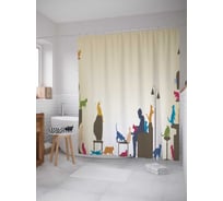 Штора (занавеска) для ванной JoyArty "Силуэты действий" из сатена, 180х200 см с крючками, sc_30305