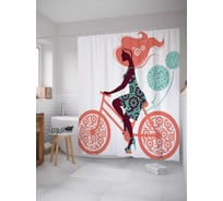 Штора (занавеска) для ванной JoyArty "Девушка в узорах" из сатена, 180х200 см с крючками, sc_30142