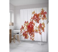 Штора (занавеска) для ванной JoyArty "Осенняя ветка" из сатена, 180х200 см с крючками, sc_31456