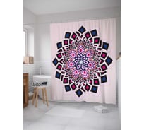 Штора (занавеска) для ванной JoyArty "Геометрический цветок" из сатена, 180х200 см с крючками, sc_31352