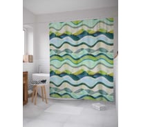 Штора (занавеска) для ванной JoyArty "Переплетающиеся волны" из сатена, 180х200 см с крючками, sc_30244