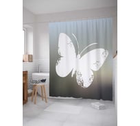 Штора (занавеска) для ванной JoyArty "Потертая бабочка" из сатена, 180х200 см с крючками, sc_30096