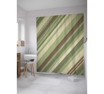 Штора (занавеска) для ванной JoyArty "Оливковые полосы" из сатена, 180х200 см с крючками, sc_31295