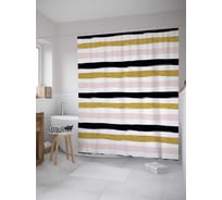 Штора (занавеска) для ванной JoyArty "Полосатый контраст" из сатена, 180х200 см с крючками, sc_31443