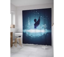 Штора (занавеска) для ванной JoyArty "Космический ангел" из сатена, 180х200 см с крючками, sc_31383