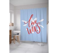 Штора (занавеска) для ванной JoyArty "Любовь побеждает" из сатена, 180х200 см с крючками, sc_31550
