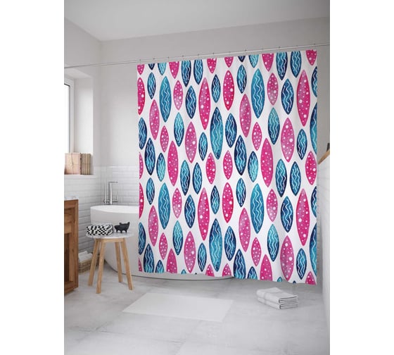 Штора (занавеска) для ванной JoyArty "Двуцветные камни" из сатена, 180х200 см с крючками, sc_31473 1