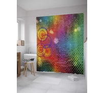 Штора (занавеска) для ванной JoyArty "Разноцветный абстрактный гранж" из сатена, 180х200 см с крючками, sc_31304