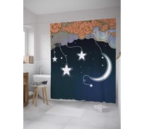 Штора (занавеска) для ванной JoyArty "Ночное спокойствие" из сатена, 180х200 см с крючками, sc_31400