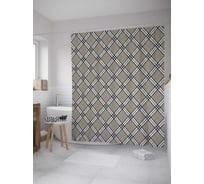Штора (занавеска) для ванной JoyArty "Винтажная клетка" из сатена, 180х200 см с крючками, sc_31104