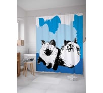 Штора (занавеска) для ванной JoyArty "Два котика" из сатена, 180х200 см с крючками, sc_30246