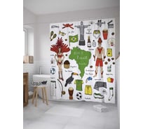 Штора (занавеска) для ванной JoyArty "Добро пожаловать в Бразилию" из сатена, 180х200 см с крючками, sc_31600