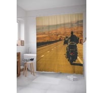 Штора (занавеска) для ванной JoyArty "Дорога на мотоцикле" из сатена, 180х200 см с крючками, sc_30158