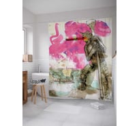 Штора (занавеска) для ванной JoyArty "Милый монстрик" из сатена, 180х200 см с крючками, sc_30035