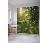 Штора (занавеска) для ванной JoyArty "Лес в квадрате" из сатена, 180х200 см с крючками, sc_31220