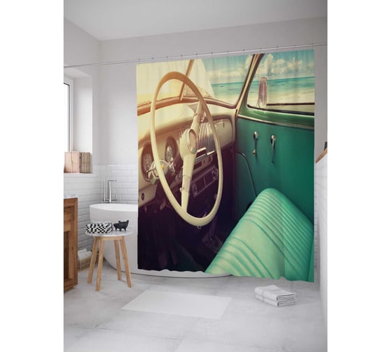 Штора (занавеска) для ванной JoyArty "Фото салона" из сатена, 180х200 см с крючками, sc_30271 1