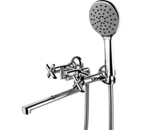 Смеситель для ванны LEMARK с плоским изливом 20 см, двуручковый, поворотный переключатель, латунь/хром LM7513C