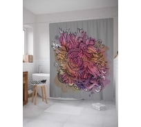 Штора (занавеска) для ванной JoyArty "Узор в восточном стиле" из сатена, 180х200 см с крючками, sc_30095