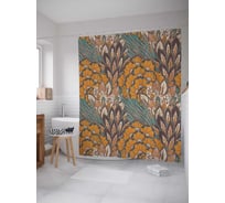 Штора (занавеска) для ванной JoyArty "Павлиний хвост" из сатена, 180х200 см с крючками, sc_30068