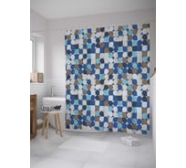 Штора (занавеска) для ванной JoyArty "Мозаичная плитка" из сатена, 180х200 см с крючками, sc_31356