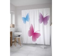 Штора (занавеска) для ванной JoyArty "Призрачные бабочки" из сатена, 180х200 см с крючками, sc_31570
